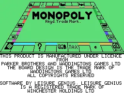 Monopoly Tatung Einstein Startup screen