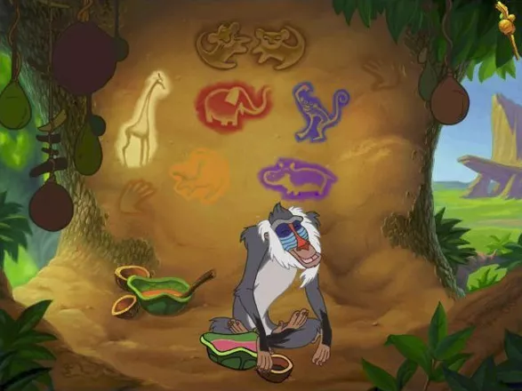 Disney&#x27;s The Lion King II: Simba&#x27;s Pride - Active Play Windows This is Rifiki&#x27;s tree house. The five coloured pictures each link to a mini gameIn the middle right is &#x27;Pride Rock&#x27;, a game that can only be entered when all mini games have been completed