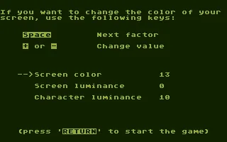 Computer Quarterback Atari 8-bit Game settings