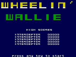 Wheelin&#x27; Wallie ZX Spectrum Title Screen