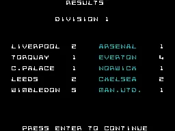 The Match ZX Spectrum Results