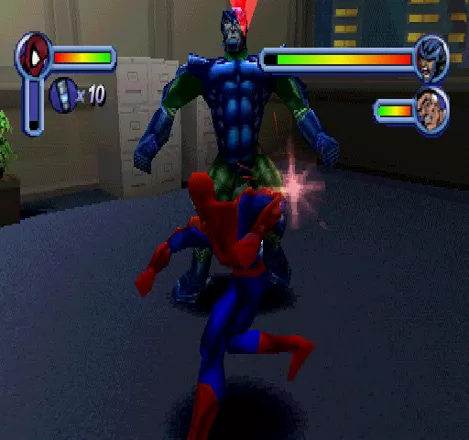 Spider-Man PlayStation Fighting Scorpion.