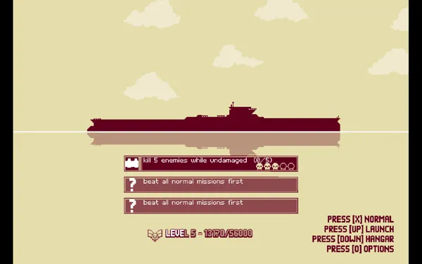 Luftrausers Windows Start of the game with specific objectives.