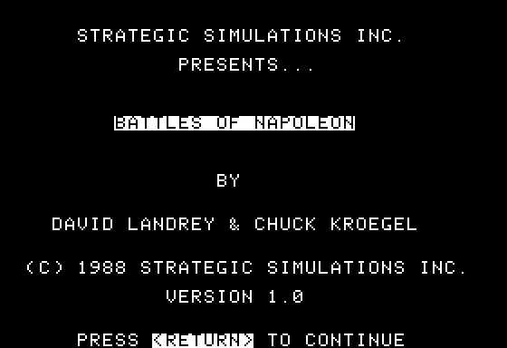 Battles of Napoleon Apple II Title Screen