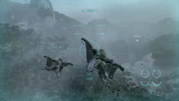 Call of Duty: Black Ops II PlayStation 3 Gliding down using wingsuit.