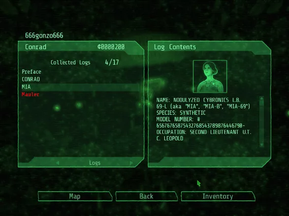 Alien Breed 2: Assault Windows Character&#x27;s info