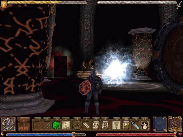 Ultima IX: Ascension Windows One of the game&#x27;s final locations: appropriately dark and mysterious. The Avatar has some nice equipment
