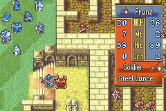 Fire Emblem: The Sacred Stones Game Boy Advance Fight on castle&#x27;s stairs
