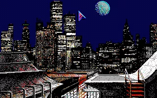 Deathtrack DOS The cityscape which is the background on most scenes