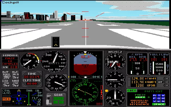 Flight Light Plus DOS Cockpit view - first flight