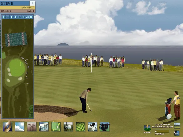British Open Championship Golf Windows Getting a little closer in the right direction. Note that you can change clubs by clicking the blue box in the lower right corner of the screen.