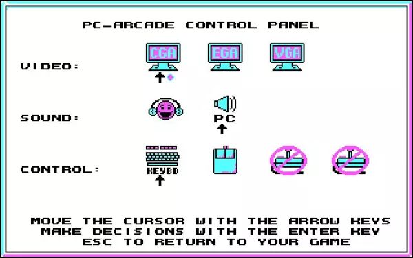 Dangerous Dave in the Deserted Pirate&#x27;s Hideout! DOS F2 brings up the in-game configuration panel

CGA