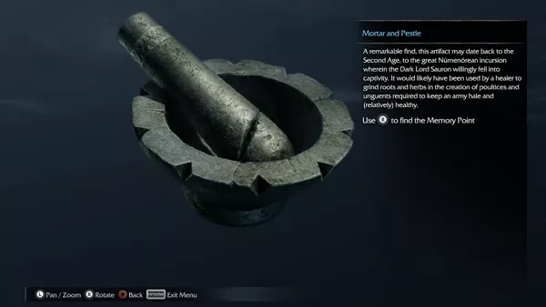 Middle-earth: Shadow of Mordor PlayStation 4 Certain items hold memory imprints that can be listened to once found