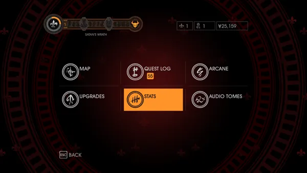 Saints Row: Gat Out of Hell Windows In-game menu with a chaos bar on the top. It fills up when doing missions and is required to...
