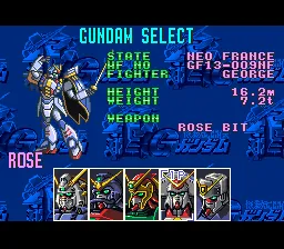Kid&#x14D; But&#x14D;den G Gundam SNES Mode - Story battle. Gundam select.