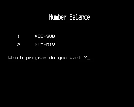 Number Balance BBC Micro Program selection