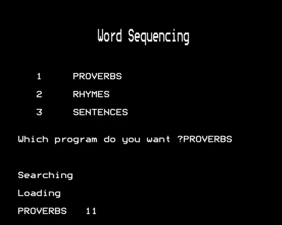 Word Sequencing BBC Micro Program selection