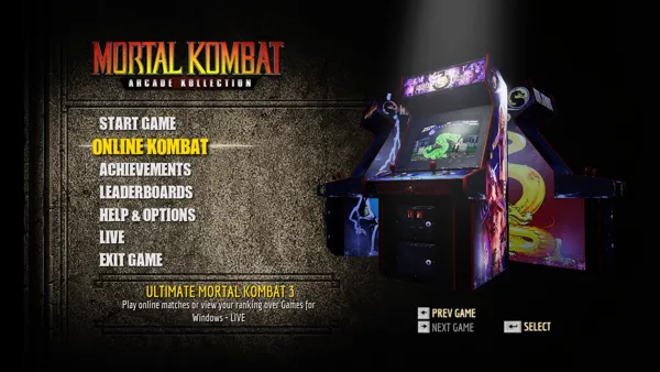 Mortal Kombat: Arcade Kollection Windows Game select