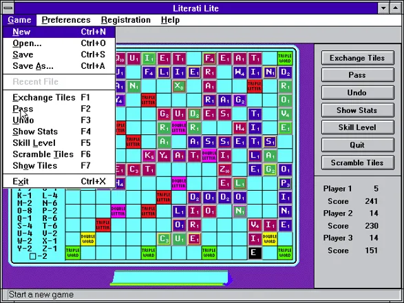Literati Windows 3.x Some of the game control functions that can be accessed via the menu bar.
The Preferences option lets the player change the music and window size
