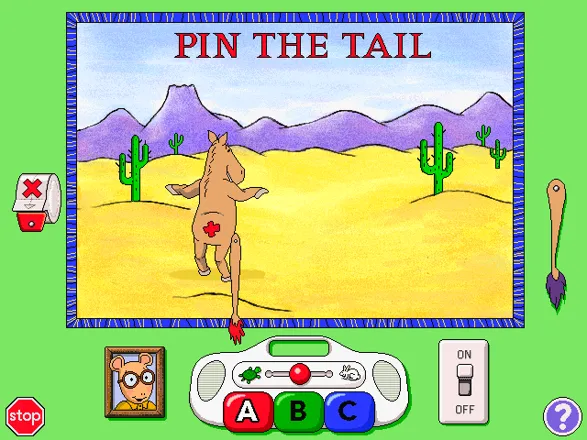 Arthur&#x27;s Birthday Windows 3.x Once you pick up the tail, the donkey dances around to hide the target you&#x27;re supposed to pin it to.