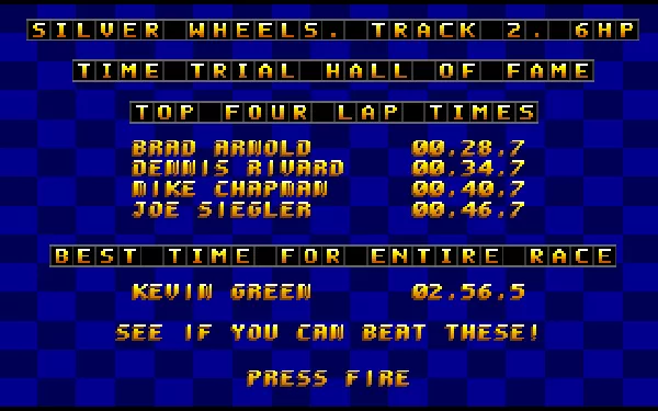 Wacky Wheels Windows Recorded time for the current track