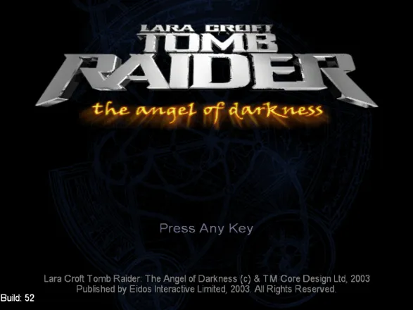 Lara Croft: Tomb Raider - The Angel of Darkness Windows Title Screen - Notice the Version Number at bottom left