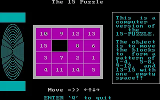 The 15 Puzzle DOS Yet another random layout