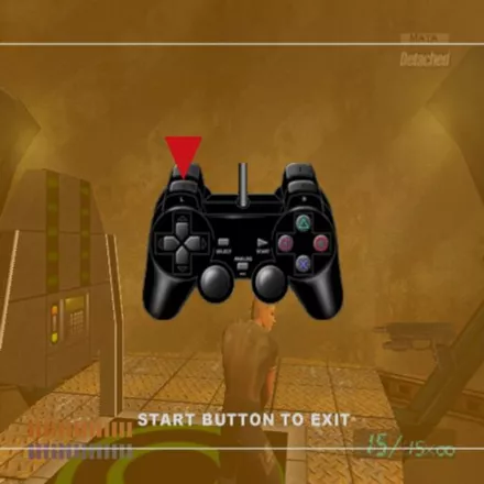 X Squad PlayStation 2 This is early in the game and it shows the player being told which action button to use to operate the lift