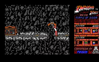 Indiana Jones and the Temple of Doom DOS Indy&#x27;s trademark whip swinging (EGA)