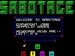 Sabotage ZX Spectrum Title Screen