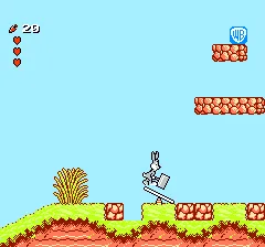 The Bugs Bunny Birthday Blowout NES Using the hammer to reach a higher space