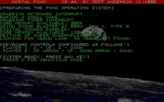 Mortal Pong DOS The game information screen