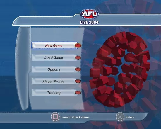 AFL Live 2004 PlayStation 2 Here the player has elected to play a new game and has to select the kind of game they wish to play