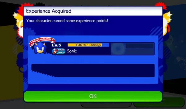 Sonic Runners Android Character level progress