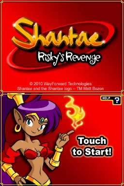 Shantae: Risky&#x27;s Revenge Nintendo DSi Title screen.
