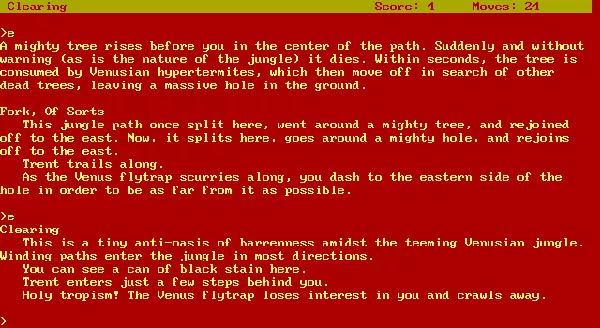 Leather Goddesses of Phobos DOS Wandering through Venusian jungle. At least in the Solid Gold release, it&#x27;s possible to change colors with a command option.