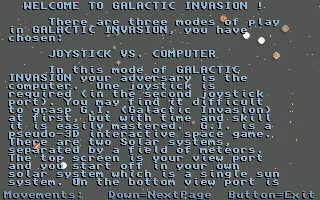 Galactic Invasion Amiga Instruction, pt 1