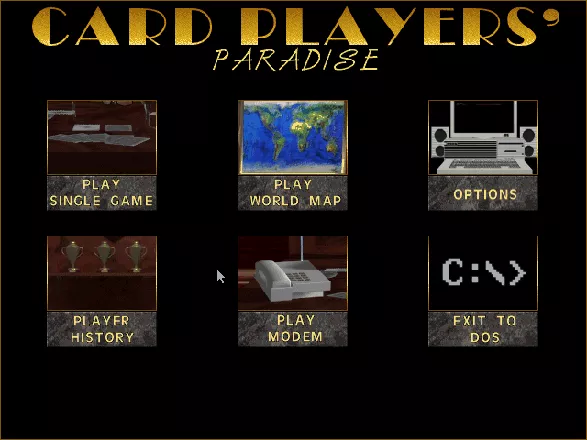 Card Players Paradise DOS Main Menu - includes modem play