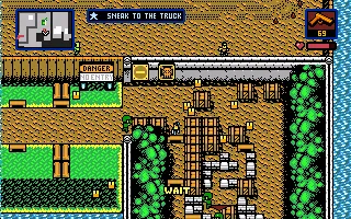 Retro City Rampage: DX DOS A stealth section: sneak past the guards...