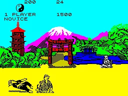 Kung-Fu: The Way of the Exploding Fist ZX Spectrum illusion trick / forward sweep (space + N) | In reality they&#x27;re telling jokes each other 