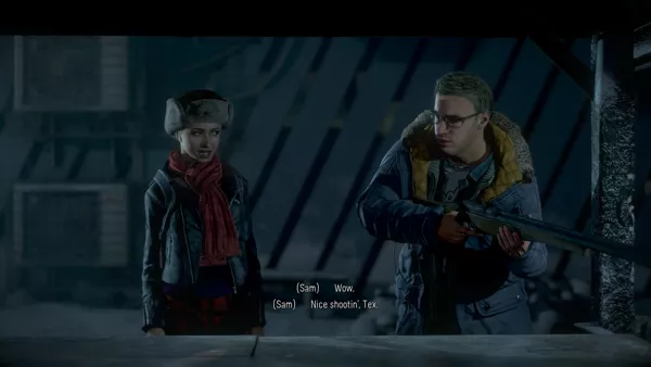 Until Dawn PlayStation 4 Sam and Chris at the firing range, waiting for rope car to arrive