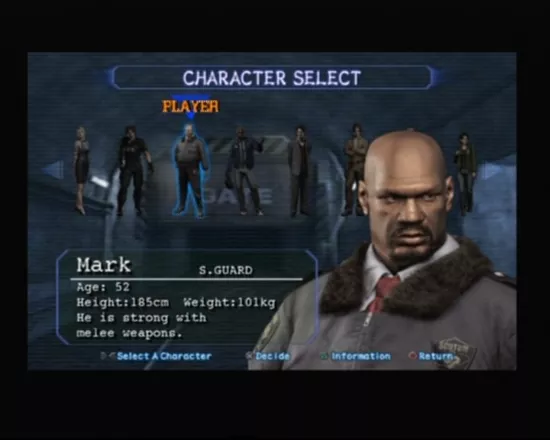Resident Evil: Outbreak PlayStation 2 Character selection, Mark