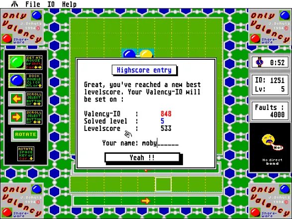 Only! Valency Atari ST High-scores are possible in each level by taking the time into account