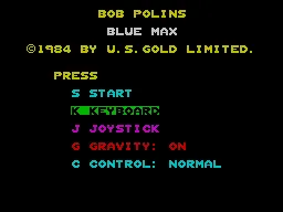 Blue Max ZX Spectrum In-game menu.