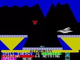Alchemist ZX Spectrum Very difficult to describe that fat flying bug. Its supposed to be a guardian of an evil warlock! Not a fluffy bug!