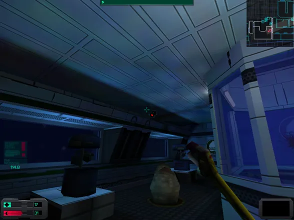 System Shock 2 Windows Disturbing organic elements become more prominent as the game advances. Here, you see strange large eggs protected by a turret