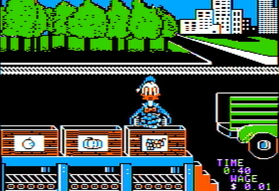 Donald Duck&#x27;s Playground Apple II Catching produce and sorting it into bins at the produce market