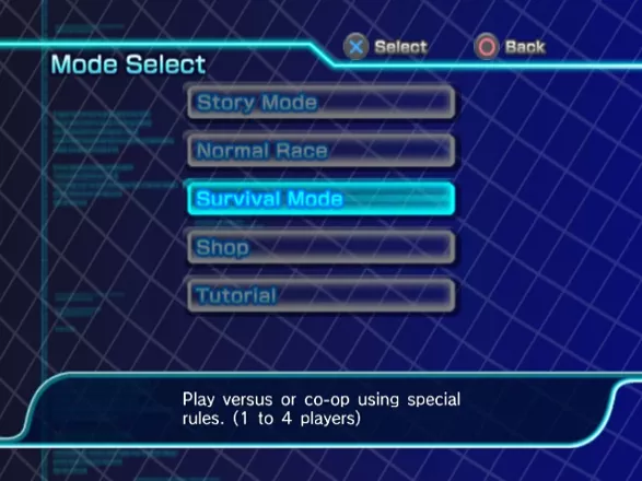 Sonic Riders: Zero Gravity PlayStation 2 Mode Select