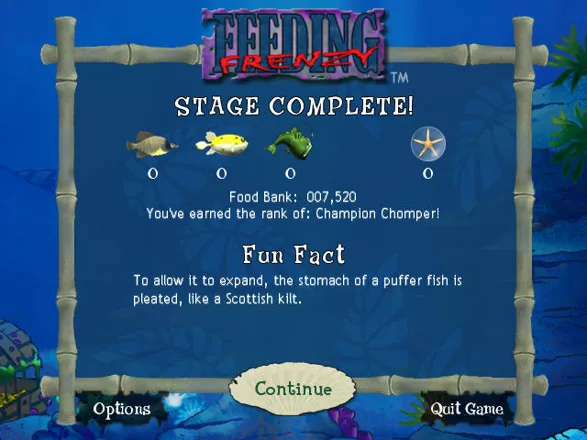Feeding Frenzy Windows &#x22;Fun Fact&#x22; at the end of every level, the educational side of the game.