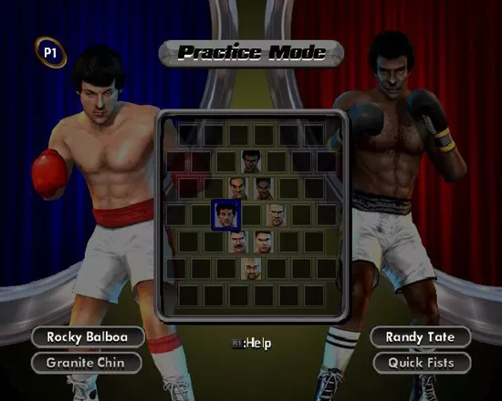 Rocky: Legends PlayStation 2 In a Practice Match the player can fight as one of two fighters and choose any of three opponents